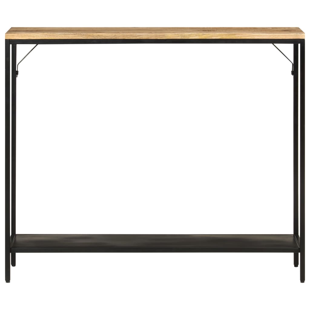 Mesa Consola Madera Maciza Mango Rugosa Y Hierro 90x30x75 Cm_0