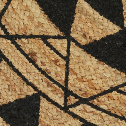Alfombra De Yute Tejida A Mano Con Estampado Negro 150 Cm / Vetonek_4