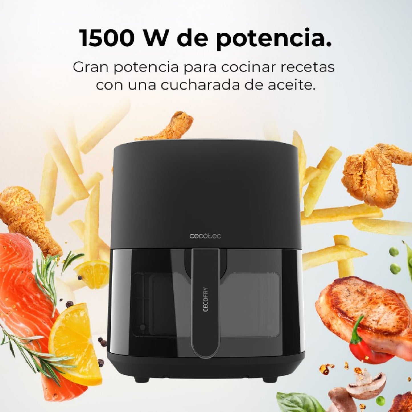 Freidora De Aire Sin Aceite De 5'5l Cecofry Fantastik Window 5500 Pack Ventana 1500w, Tecnología Perfectcook, 9 Modos De Cocinado, Táctil, Regulable_1