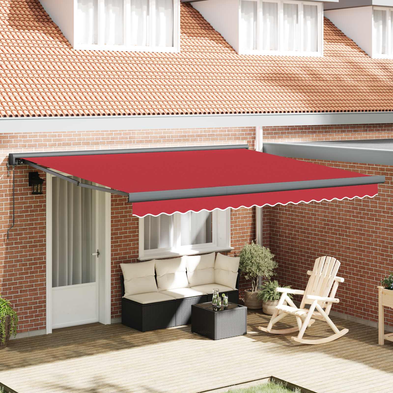 Toldo Retráctil Rojo 400 X 300 X 165 Cm Tela Y Metal_1