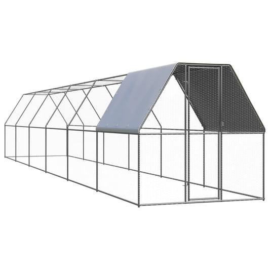 Vidaxl Jaula Gallinero De Exterior De Acero Galvanizado 2x12x2 M_0