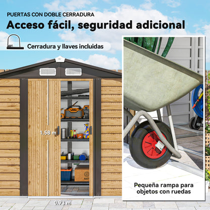 Outsunny Caseta De Jardín Exterior 2,36m² 213x120x194 Cm Roble_5