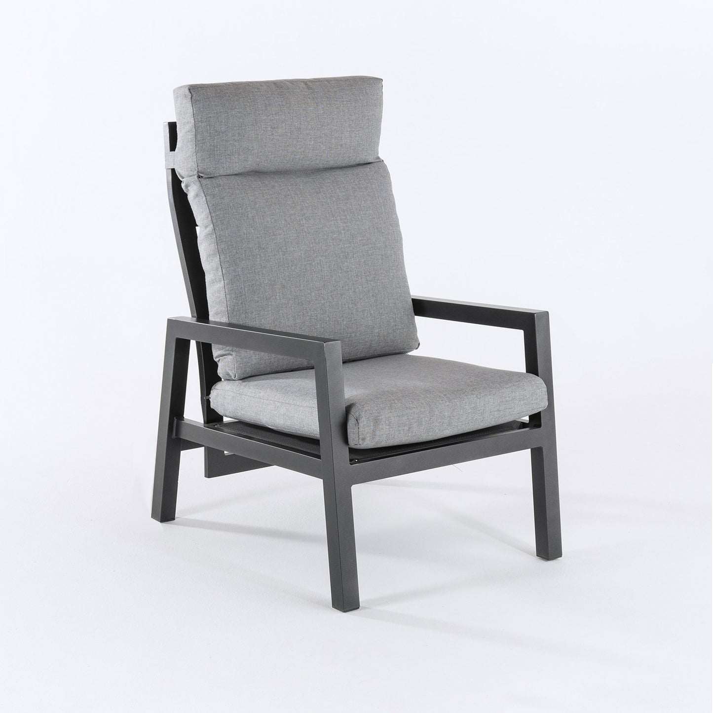 Sofá De Exterior, Reforzado, Aluminio, Color Negro, Sillón:59x72x112_2