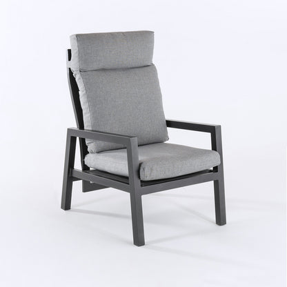 Sofá De Exterior, Reforzado, Aluminio, Color Negro, Sillón:59x72x112_2