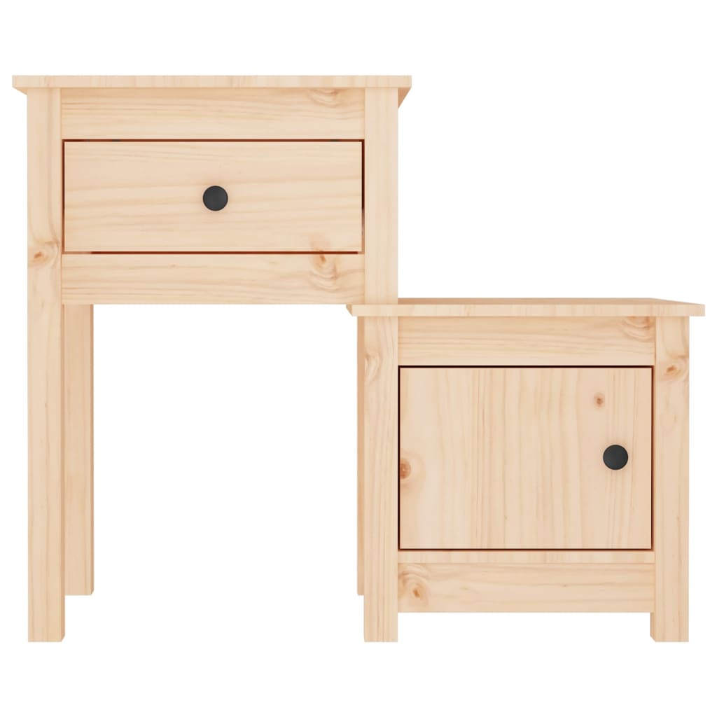 Mesitas De Noche 2 Uds Madera Maciza De Pino 79,5x38x65,5 Cm_3