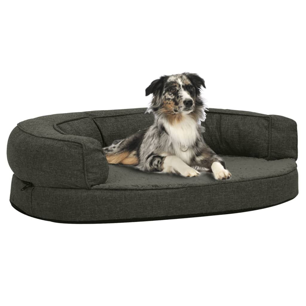 Vidaxl Colchón Para Cama De Perro Ergonómico Gris Oscuro 75x53 Cm_1
