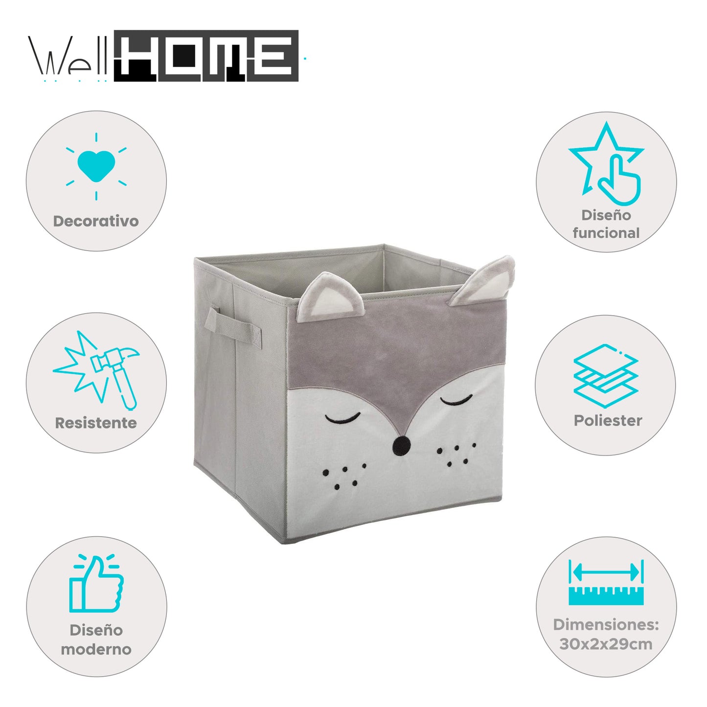 Well Home - Caja De Almacenamiento De Zorro En Terciopelo_1
