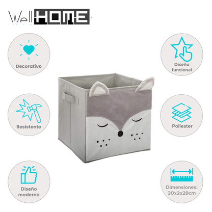 Well Home - Caja De Almacenamiento De Zorro En Terciopelo_1