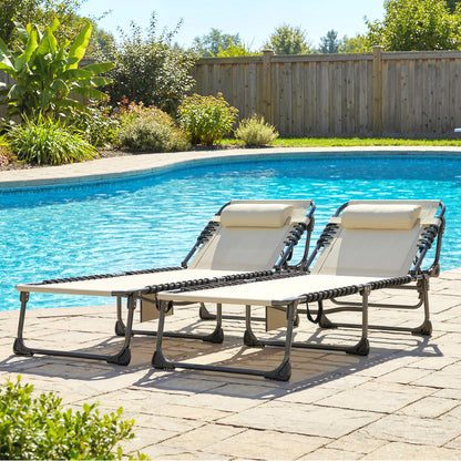 Outsunny Set De 2 Tumbonas Plegables Reclinables Con Reposacabezas Y Bolsillo_4