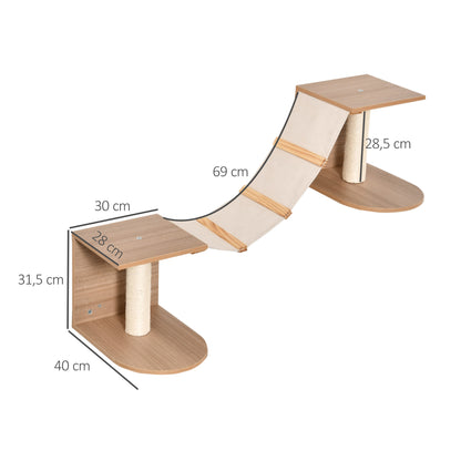 Pawhut Estantes De Pared Gatos Con Escalera Plataformas Postes Rascadores Sisal_2