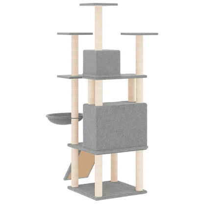 Vidaxl Rascador Para Gatos Con Postes De Sisal Gris Claro 154 Cm_4