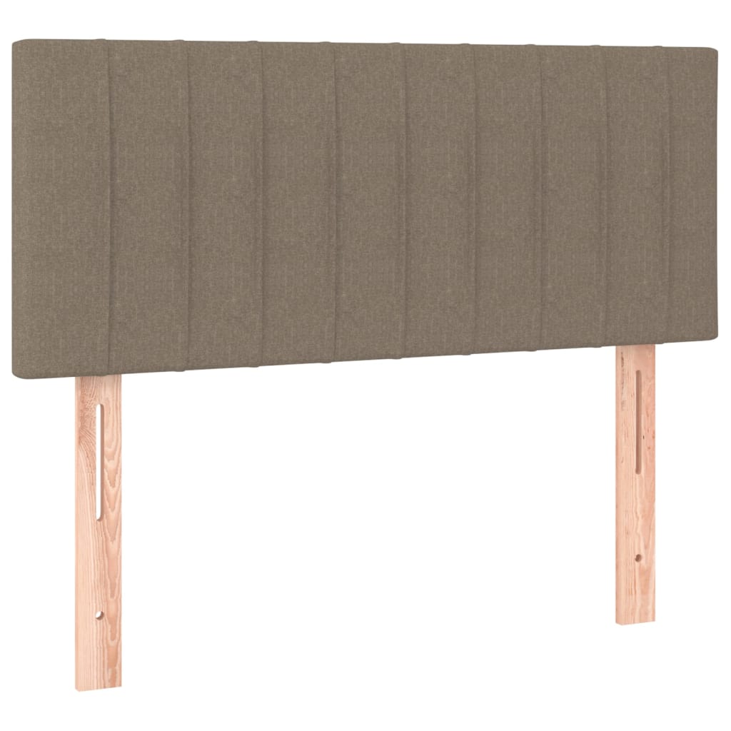 Cama Box Spring Con Colchón Led Tela Gris Taupe 100x200 Cm / Vetonek_5