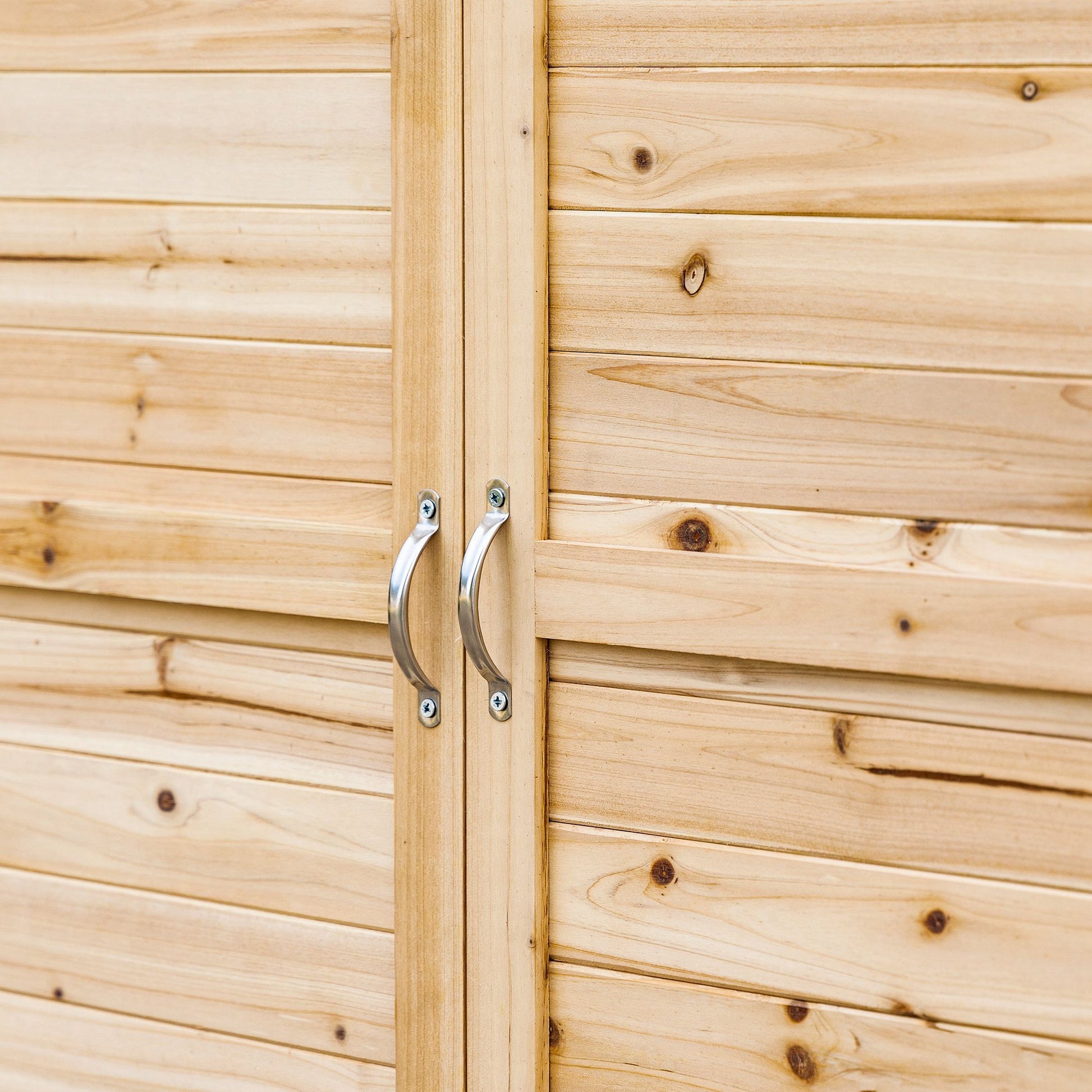 Outsunny Armario De Jardín De Madera Con 2 Puertas Estante 83x40x92 Cm Natural_4