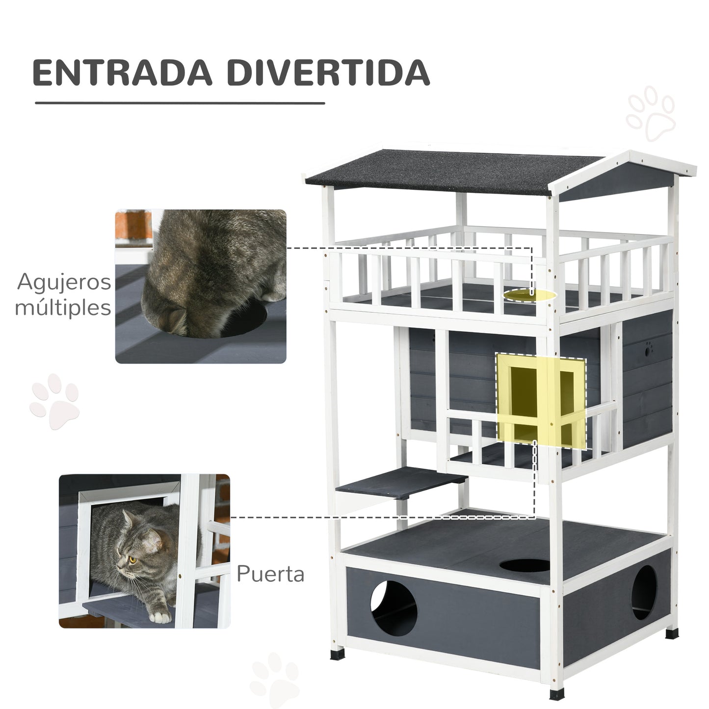 Pawhut Casa Para Gatos De Madera 75_4