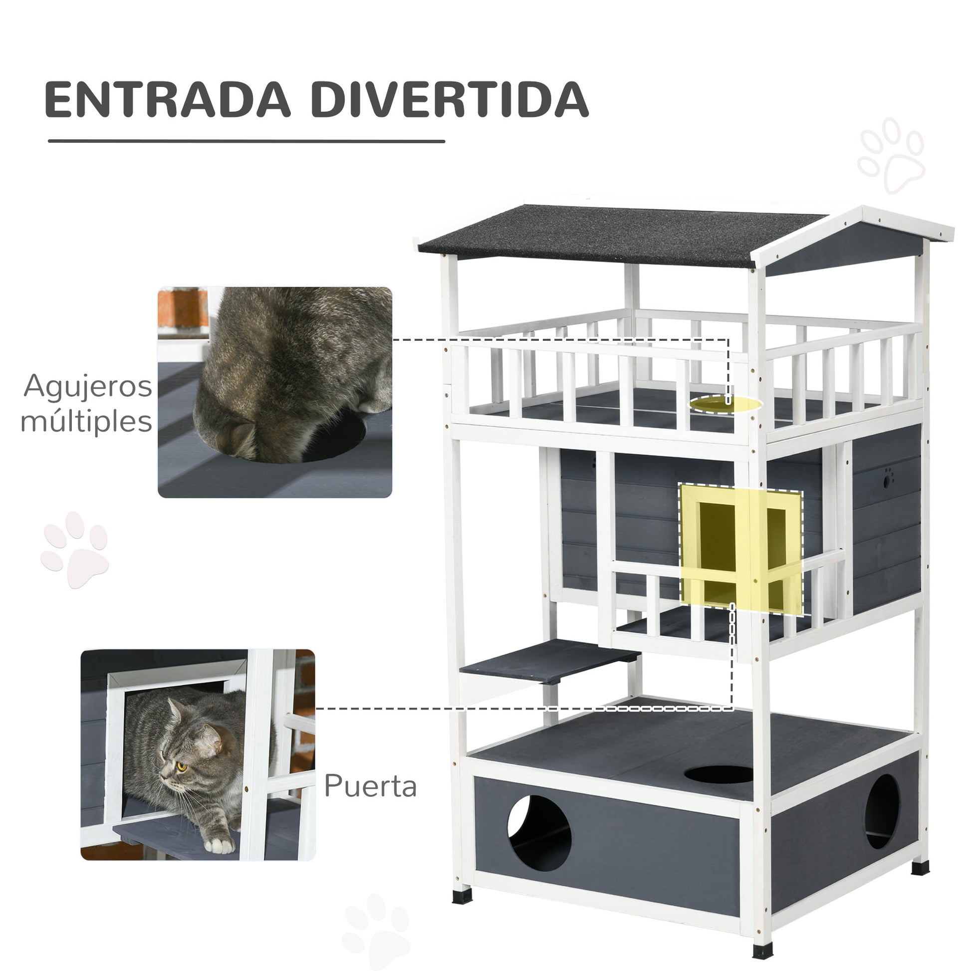 Pawhut Casa Para Gatos De Madera 75_4