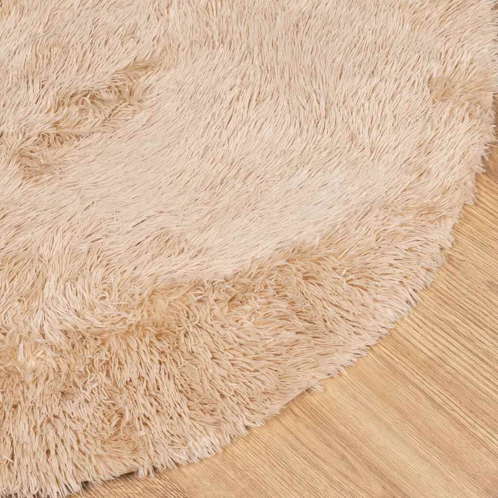 Vidaxl Alfombra Peluda De Pelo Largo Navarra Beige 100x100cm Poliéster_3