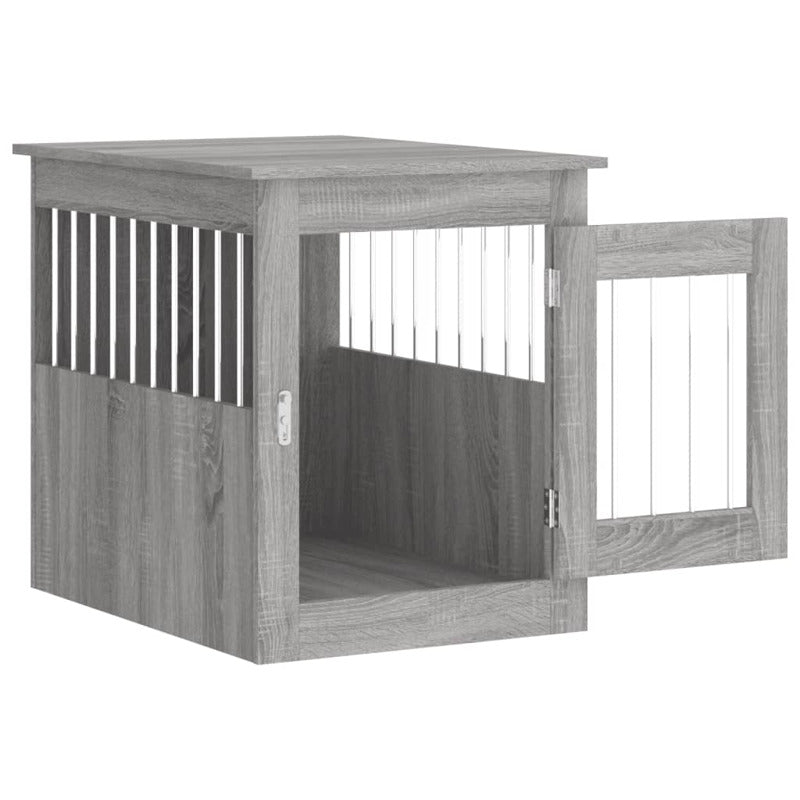 Jaula Para Perros En Mueble Estilo Gris Sonoma 55x75x65 Cm Material De Madera_5