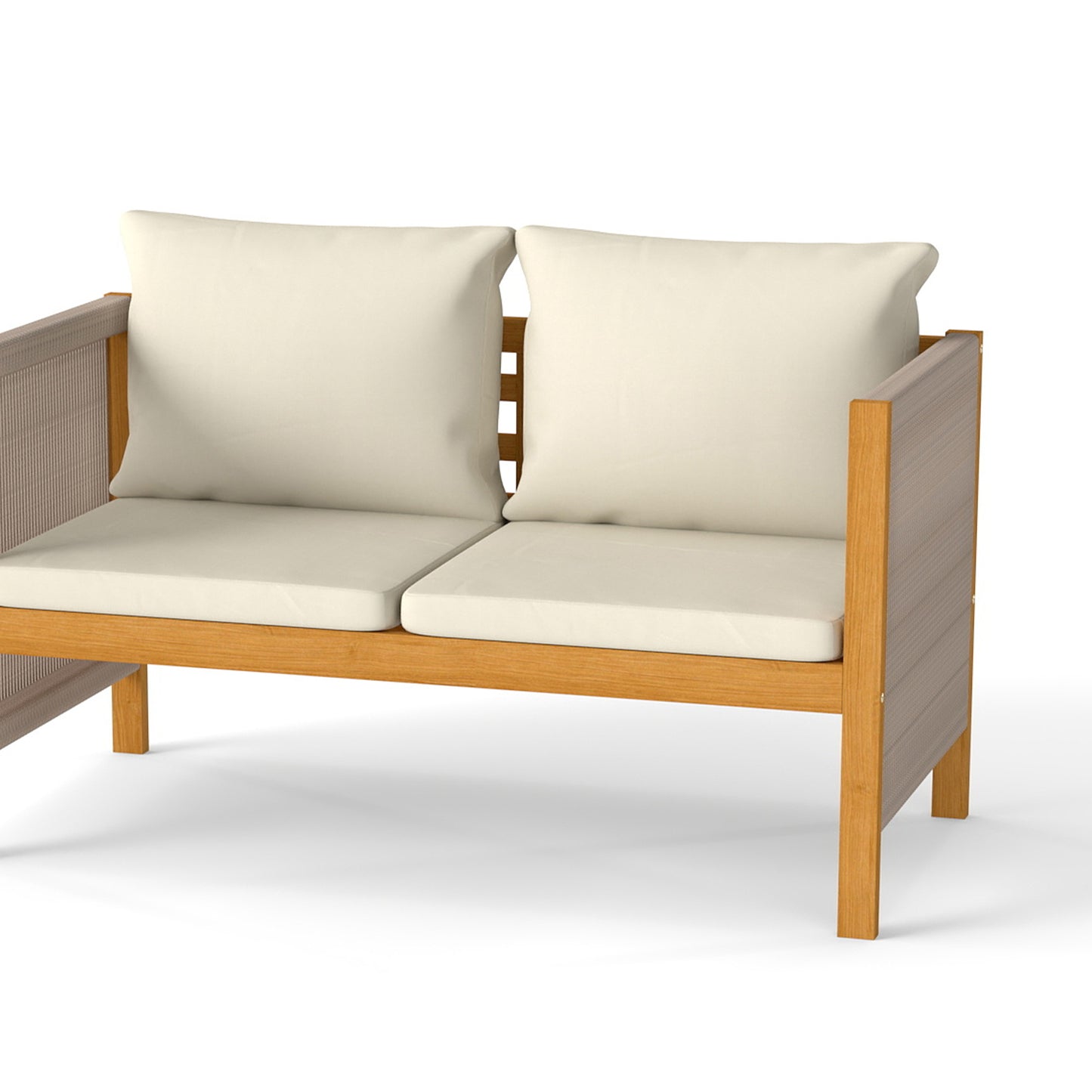 Outsunny Conjunto De Jardín Exterior De 4 Piezas Con Cojines Natural Y Beige_3