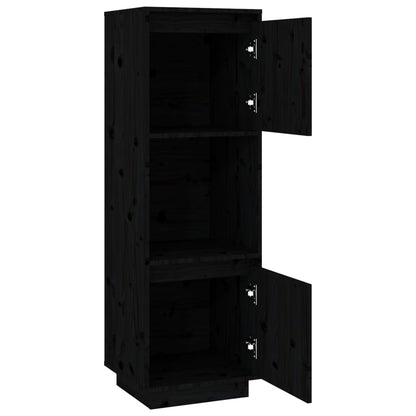Aparador Alto De Madera Maciza De Pino Negro 38x35x117 Cm / Vetonek_4
