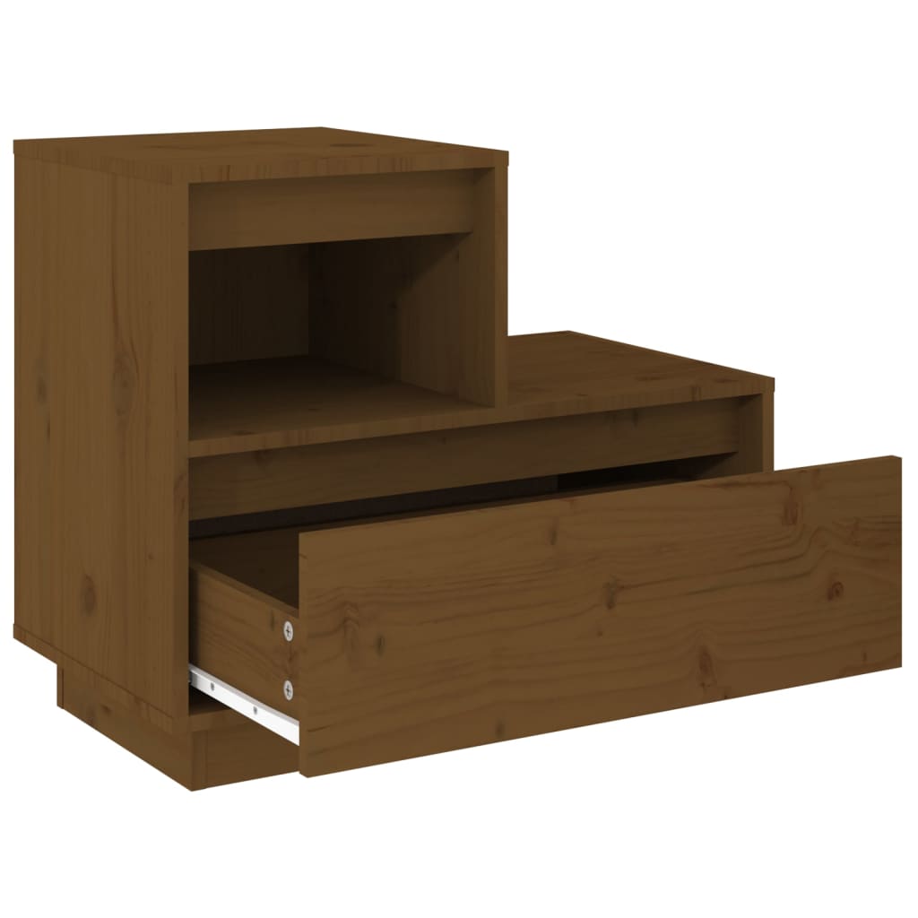 Mesita De Noche Madera Maciza De Pino Marrón Miel 60x34x51 Cm_3