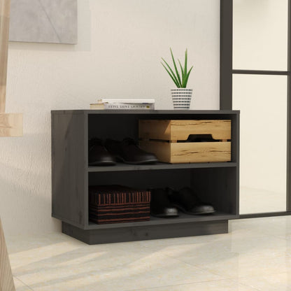 Armario Zapatero De Madera Maciza De Pino Gris 60x34x45 Cm / Vetonek_1