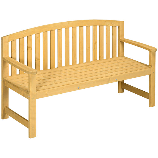 Outsunny Banco De Jardín De 2 Plazas De Madera Con Respaldo 143x51x85 Cm Natural_0