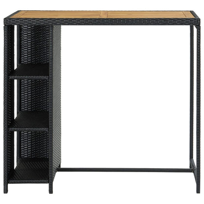 Mesa Bar Estante Almacenaje 120x60x110 Cm Ratán Sintético Negro_0