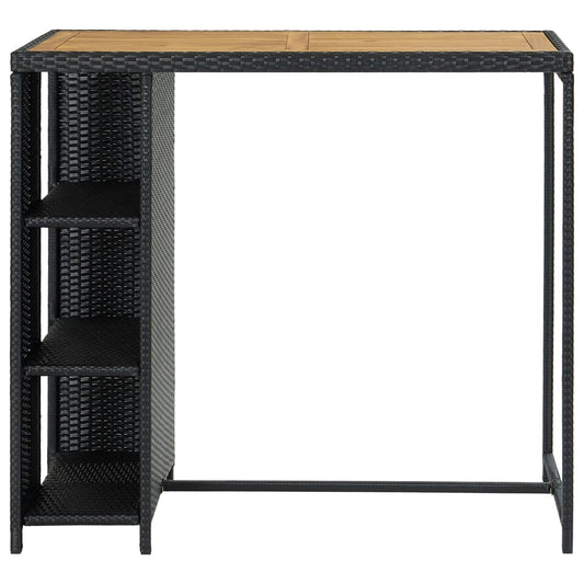Mesa Bar Estante Almacenaje 120x60x110 Cm Ratán Sintético Negro_0