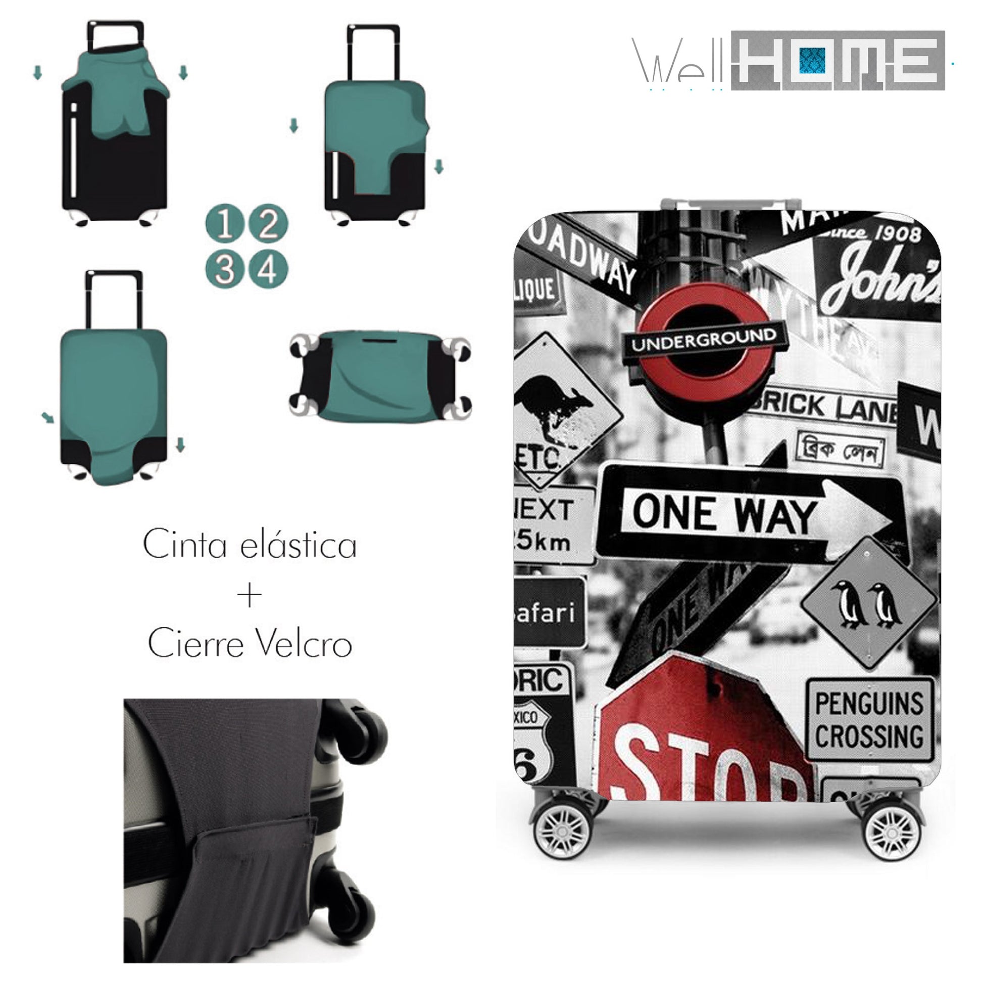 Set De Maleta 64x45x28cm Con Funda Protectora'travel Tips'_2