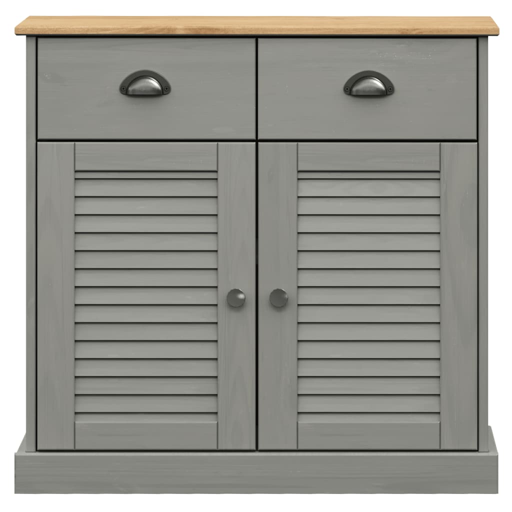Aparador Con Cajones Vigo Madera Maciza Pino Gris 78x40x75 Cm / Vetonek_1