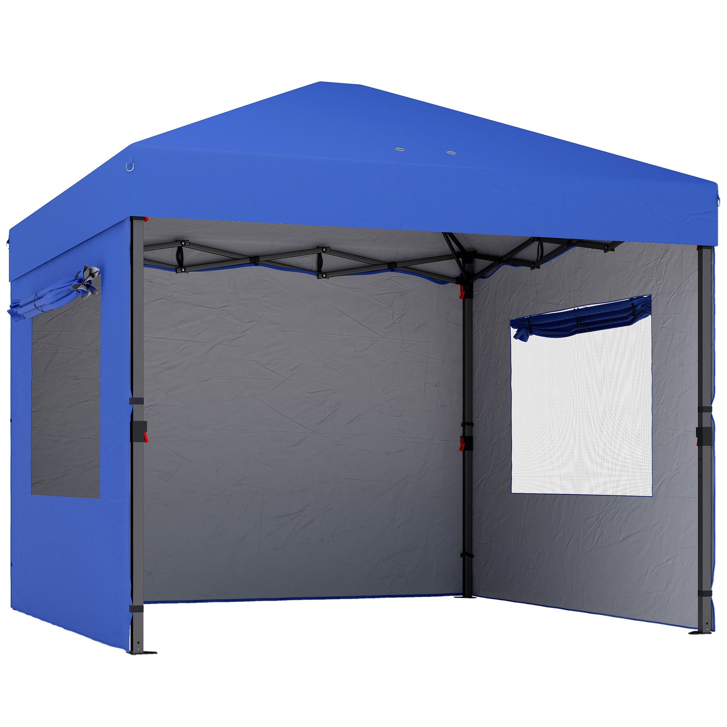 Outsunny Carpa Plegable Pop-up 3x3 M Con 3 Paredes Upf50+ Altura Ajustable Azul_0