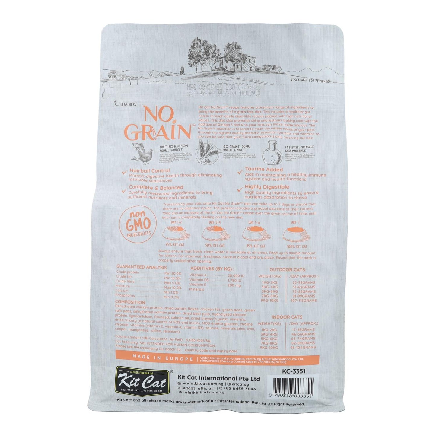 Kit Cat No Grain Cat Food - Pollo & Salmón 1 Kg Pienso natural para gatos