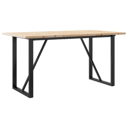 Mesa De Comedor Marco O Madera Maciza Pino Acero 160x80x75,5 Cm_0