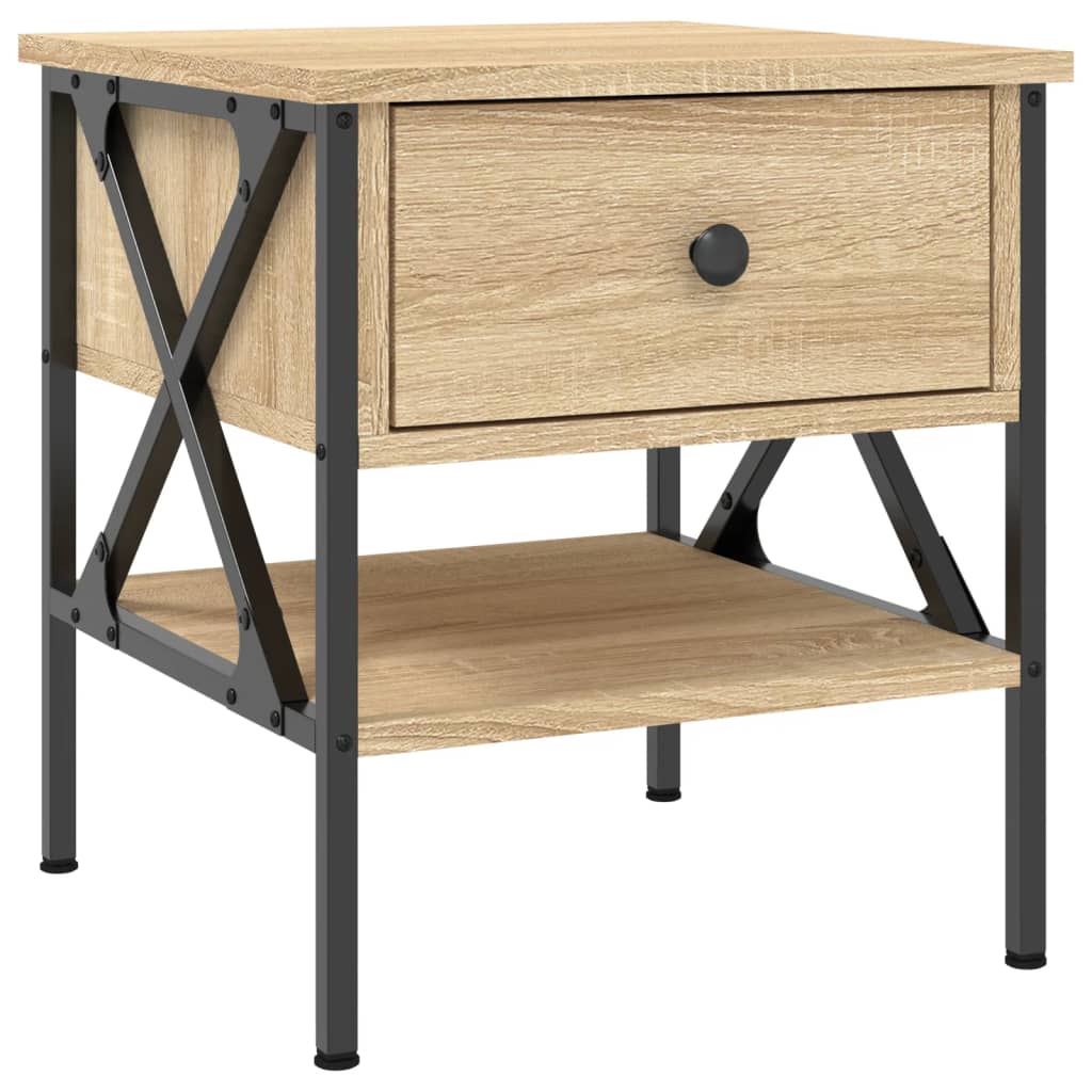 Mesita De Noche Madera De Ingeniería Roble Sonoma 40x42x45 Cm_0