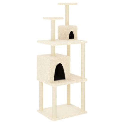 Vidaxl Rascador Para Gatos Con Postes De Sisal Color Crema 167 Cm_0