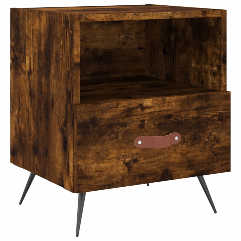 Mesita De Noche Madera Ingeniería Roble Ahumado 40x35x47,5 Cm_0