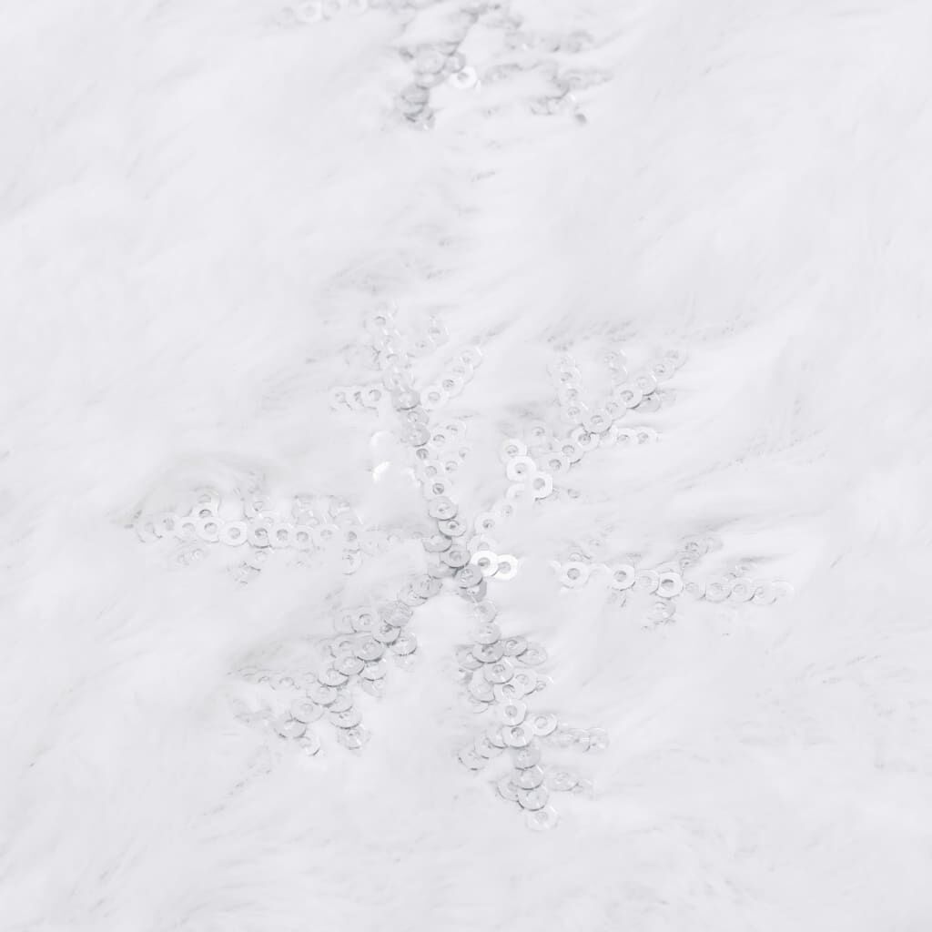 Vidaxl Falda De Árbol De Navidad De Lujo Blanca De 122 Cm De Piel Sintética_4
