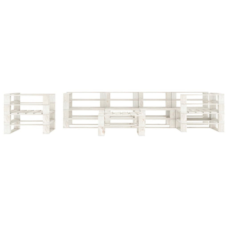 Vidaxl Juego De Muebles De Palés Para Jardín 7 Piezas Madera Blanco_1