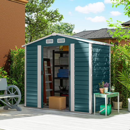 Outsunny Caseta De Jardín Exterior 2,36m² 213x120x194 Cm Verde Oscuro_1