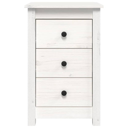 Mesita De Noche Madera Maciza De Pino Blanco 40x35x61,5 Cm_1