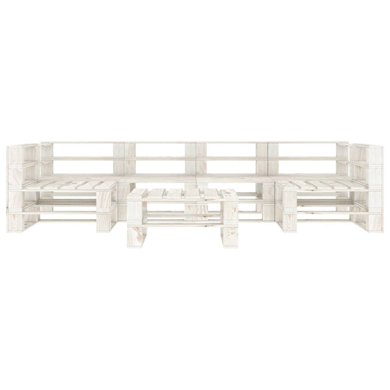 Vidaxl Juego De Muebles De Palets Para Jardín 7 Piezas Madera Blanco_1