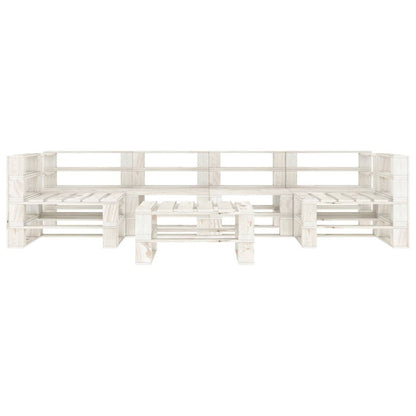 Vidaxl Juego De Muebles De Palets Para Jardín 7 Piezas Madera Blanco_1