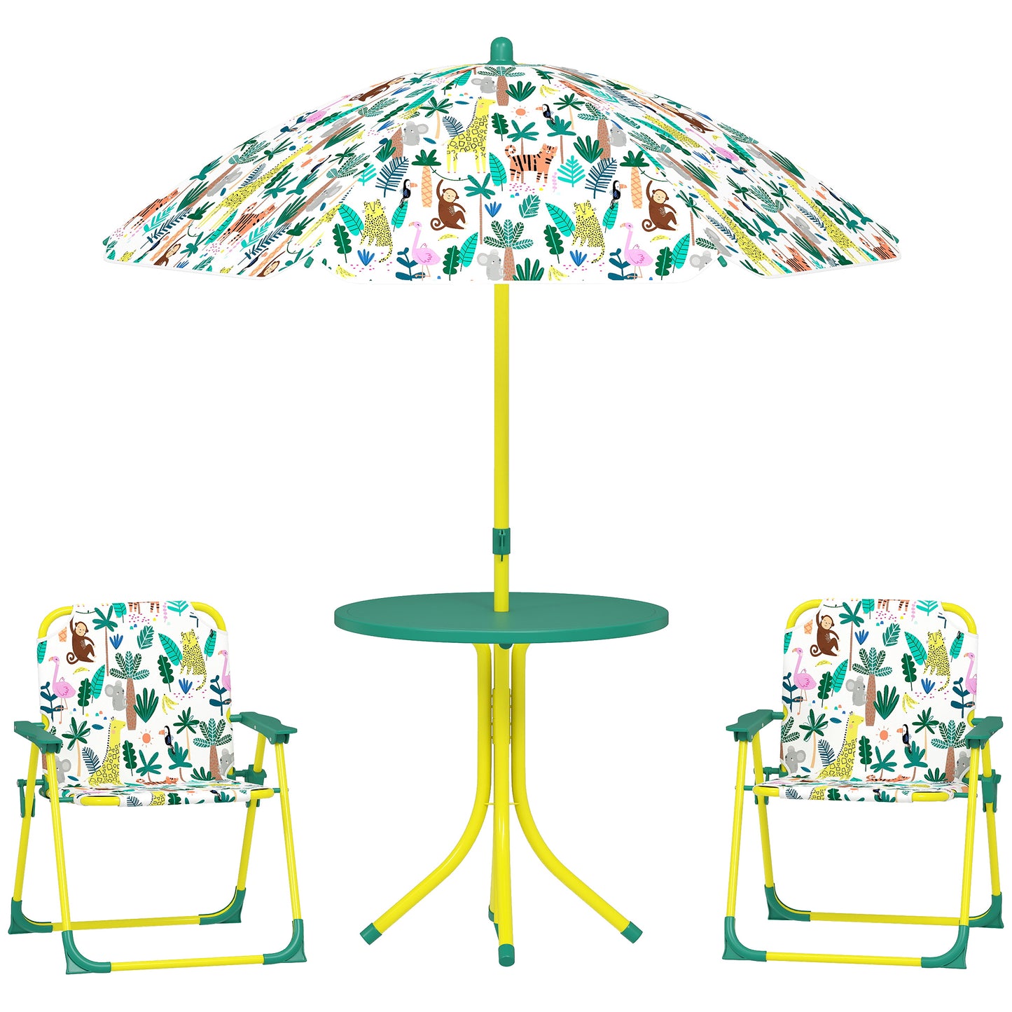 Aiyaplay Conjunto De Mesa Y Sillas Infantil De Jardín De 4 Piezas Verde_0