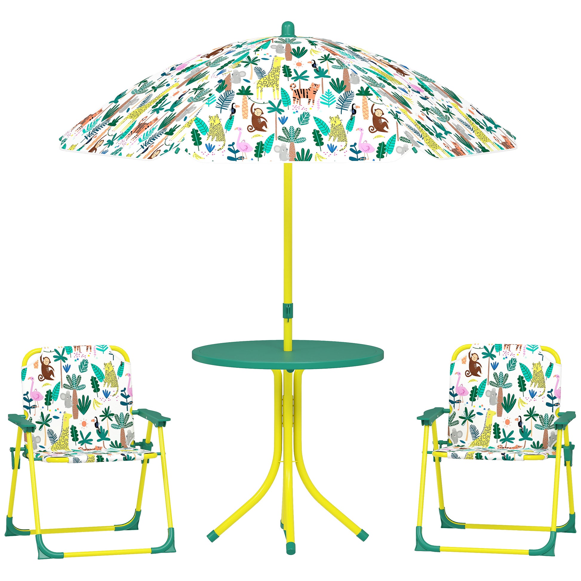 Aiyaplay Conjunto De Mesa Y Sillas Infantil De Jardín De 4 Piezas Verde_0