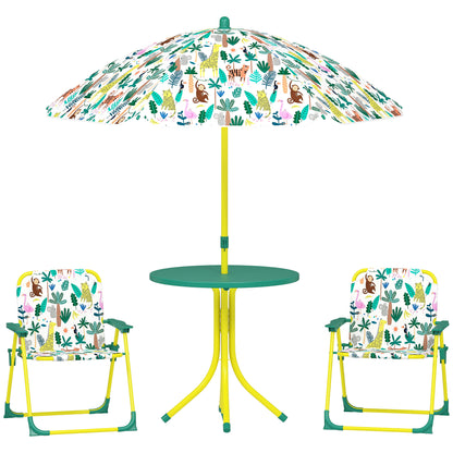 Aiyaplay Conjunto De Mesa Y Sillas Infantil De Jardín De 4 Piezas Verde_0