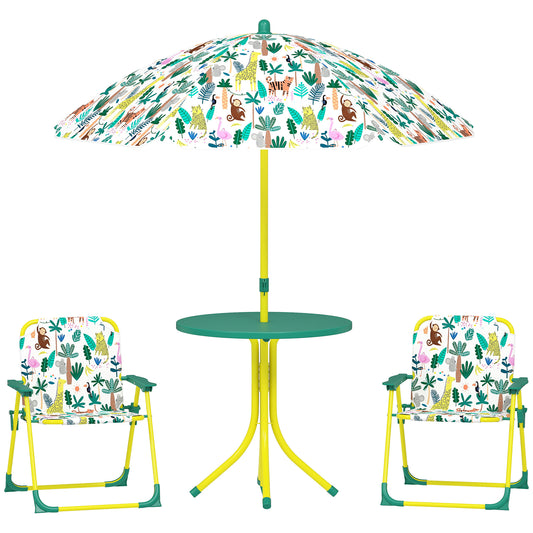 Aiyaplay Conjunto De Mesa Y Sillas Infantil De Jardín De 4 Piezas Verde_0
