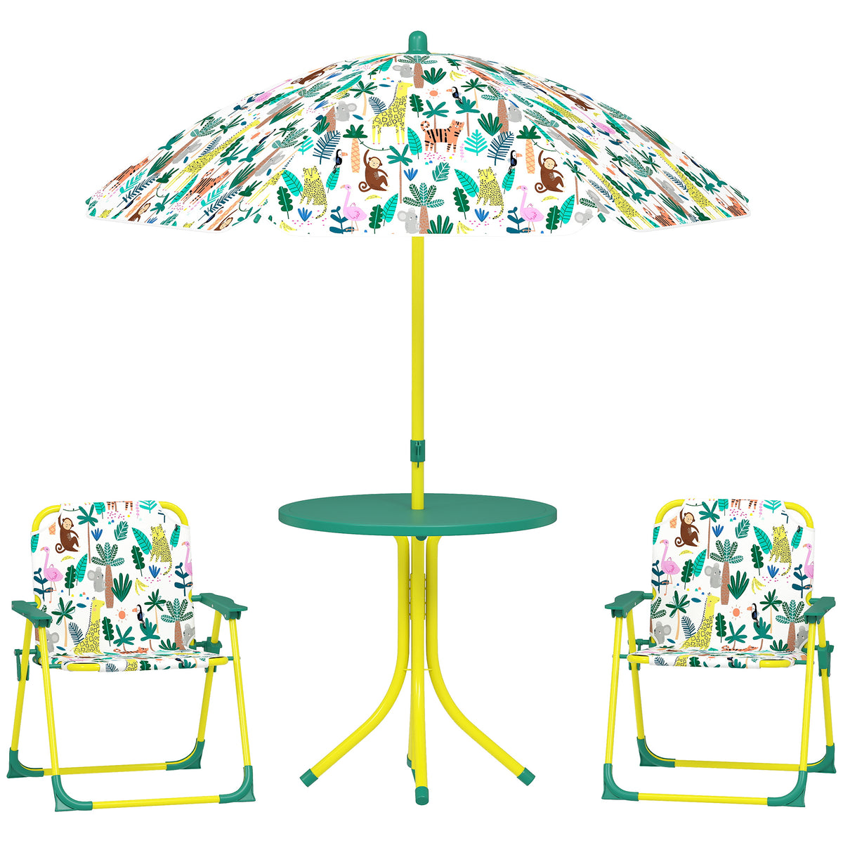 Aiyaplay Conjunto De Mesa Y Sillas Infantil De Jardín De 4 Piezas Verde_0