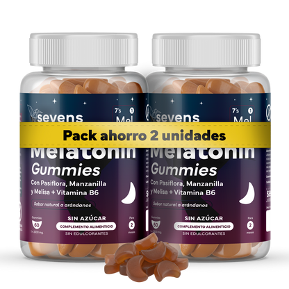 Pack 2x Melatonina En Gominolas Sin Azúcar De Con Extractos De Plantas De Sevens Nutrition. Descanso Y Sueño Reparador_0