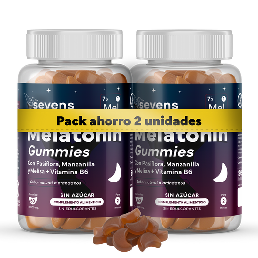 Pack 2x Melatonina En Gominolas Sin Azúcar De Con Extractos De Plantas De Sevens Nutrition. Descanso Y Sueño Reparador_0