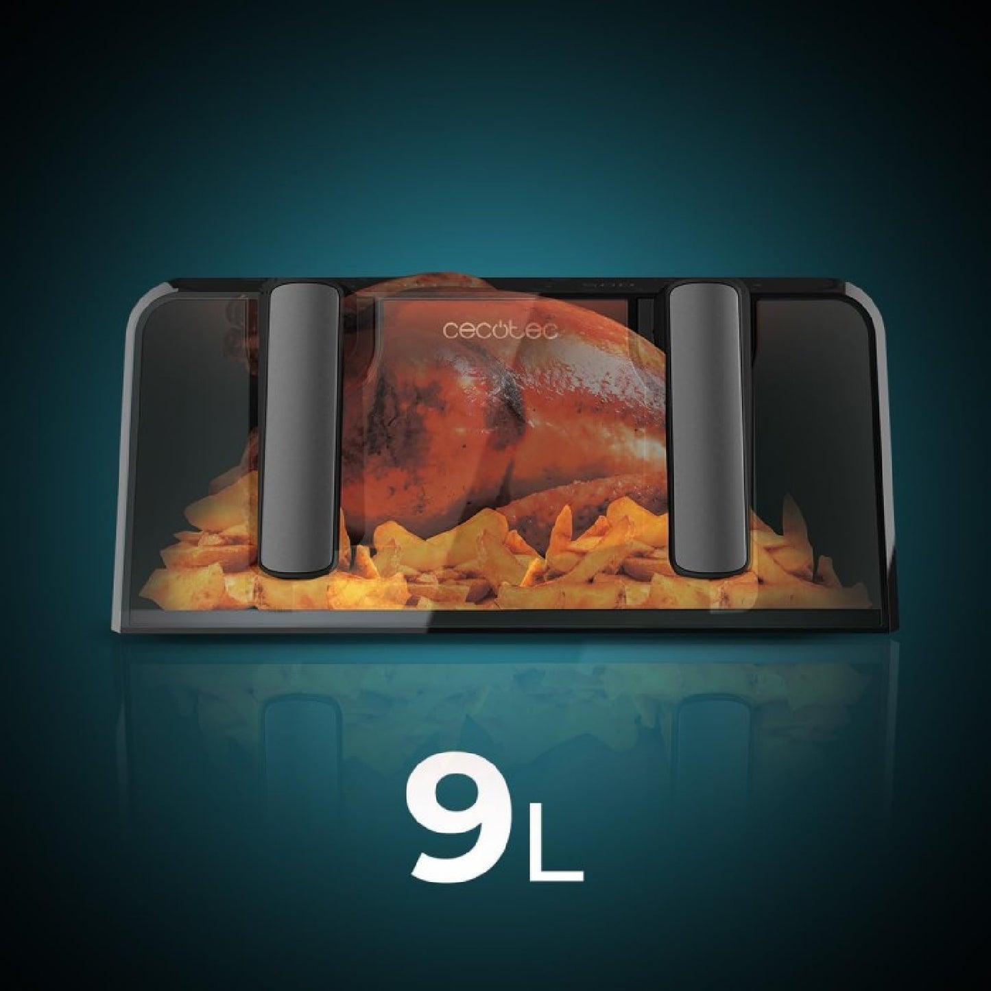 Freidora Sin Aceite Digital De 9 Litros Cecofry Advance 9000 Window. 2200 W, Dietética, Pared Divisoria Móvil, Temperatura Dual De 80-200ºc, Ventana_3